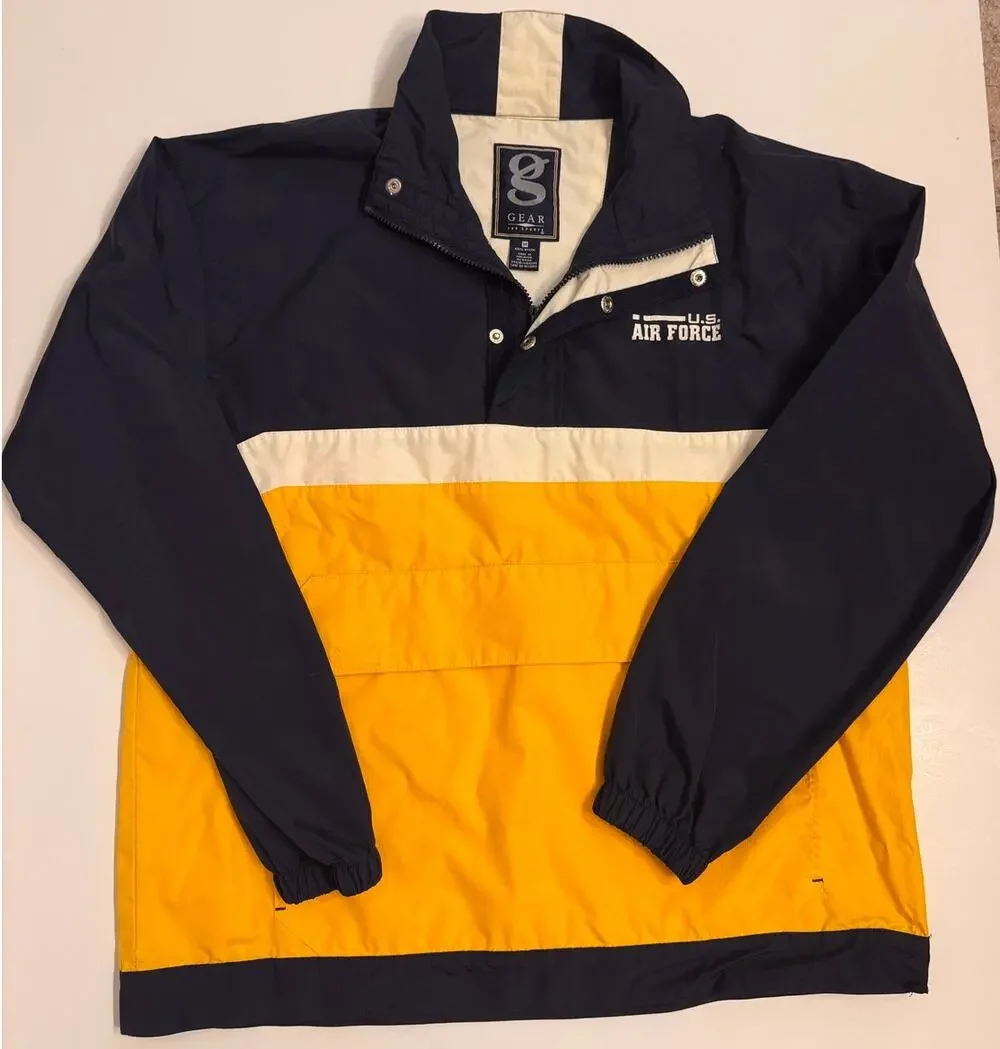 Vtg Gear for Sports Air Force Windbreaker Men's Size M 100% Nylon Pullover
